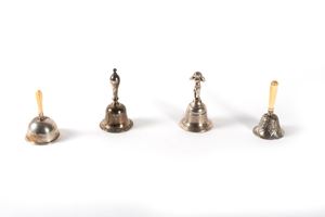 Lot consisting of four silver bells, England, 19th-20th century