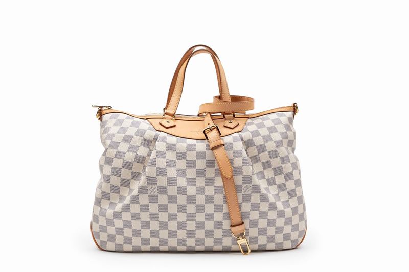 Louis Vuitton Siracusa GM Damier Azur Shoulder Handbag