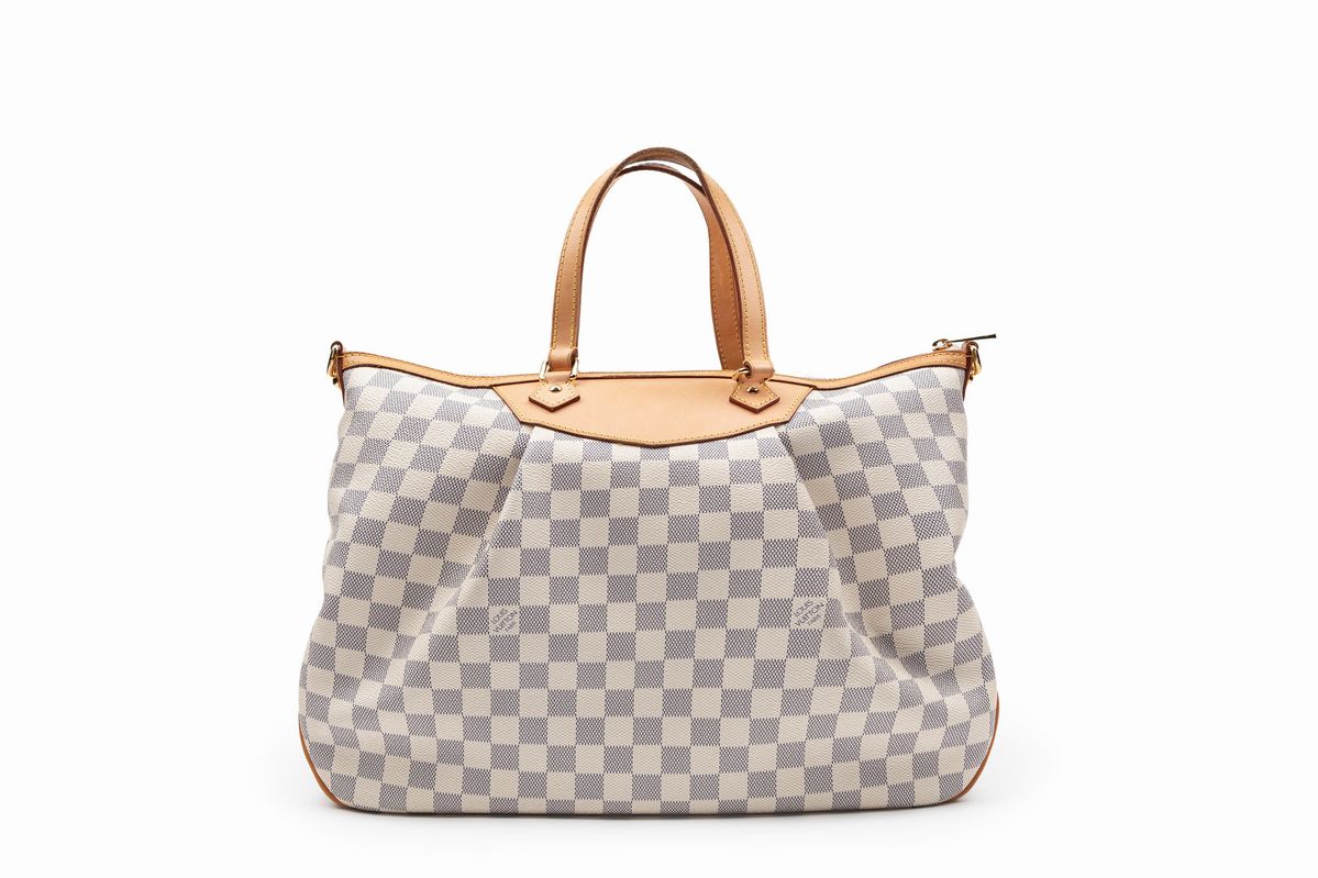 Louis Vuitton - Borsa Siracusa, tela damier azur con profili in vacchetta