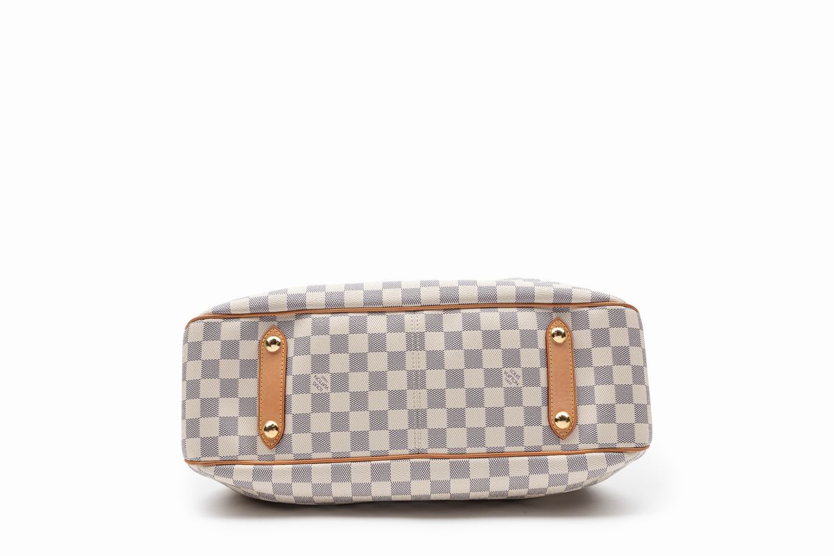 Louis Vuitton - Borsa Siracusa, tela damier azur con profili in vacchetta
