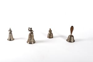 Lot consisting of four silver bells, London, England, 19th - 20th centuries