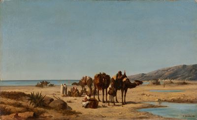 La sosta, olio su tela