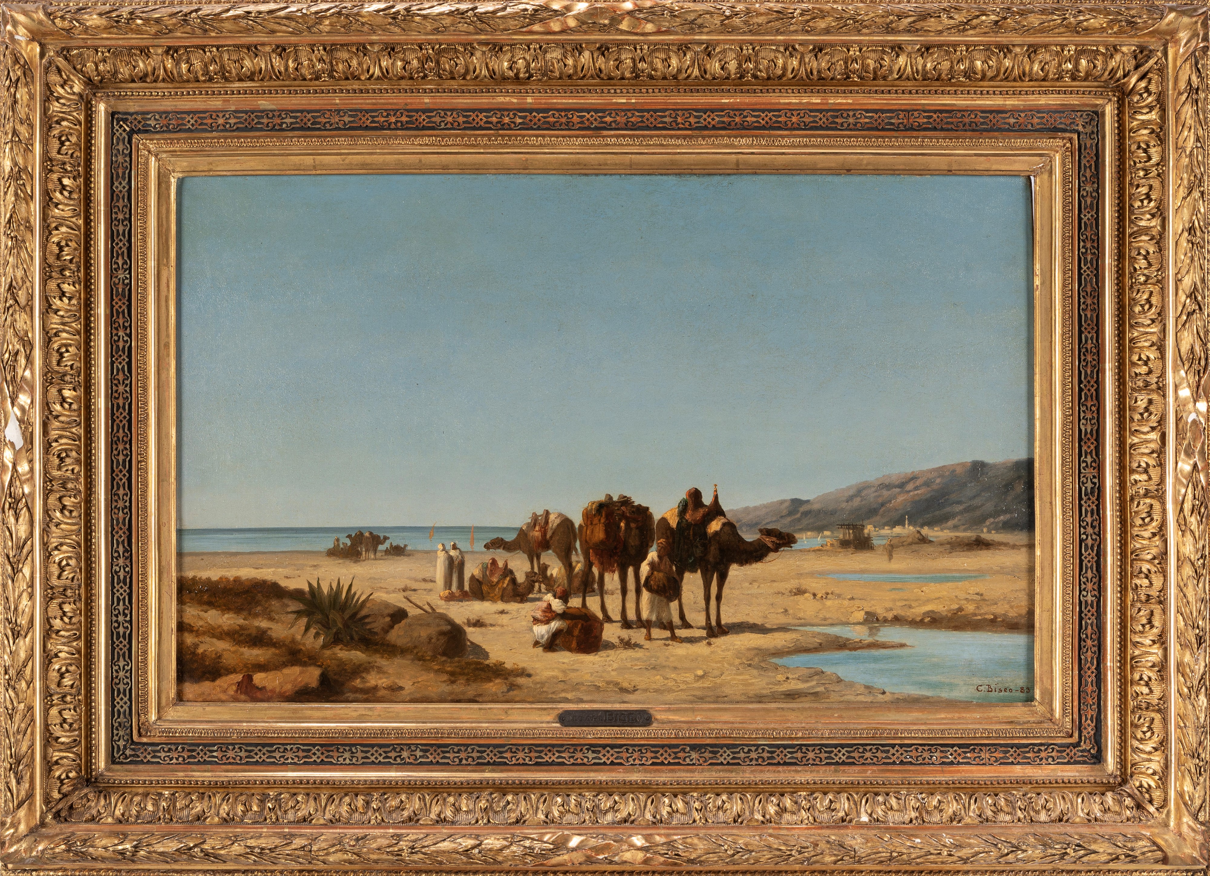 Cesare Biseo - La sosta, olio su tela
