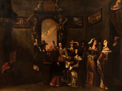 Coppia di Scene di Palazzo