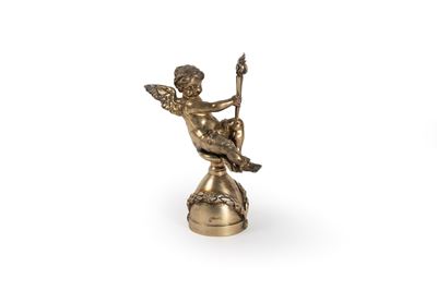 Campanello in Argento Dorato con Presa a Forma di Amorino con Fiaccola, Fine Secolo XIX