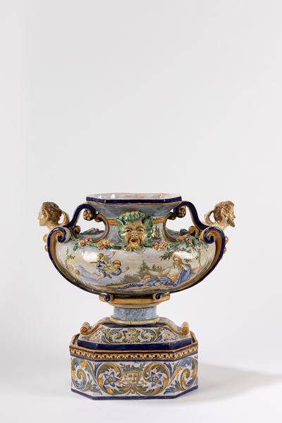 Vaso Biansato in Ceramica Policroma, Secolo XIX