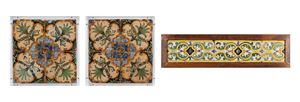 Three panels containing ancient tiles, 19th-20th centuries