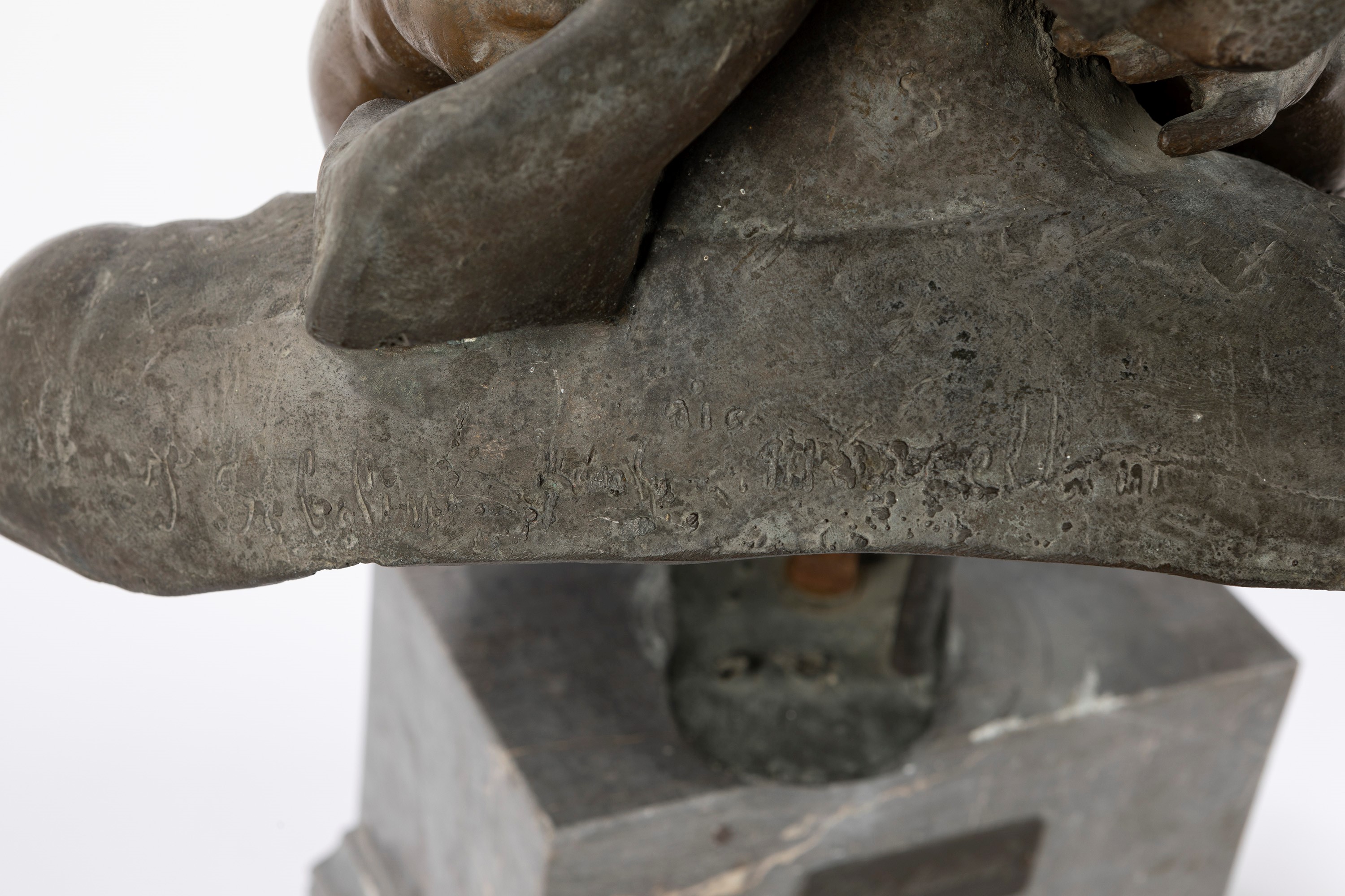 Scuola Napoletana, Secolo XIX - Scuola napoletana, Gioie materne, scultura in bronzo su base in m...