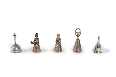 Lotto Composto da Cinque Campanelli in Argento, Secoli XIX-XX
