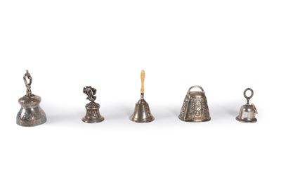 Lotto Composto da Cinque Campanelli in Argento, Secoli XIX-XX