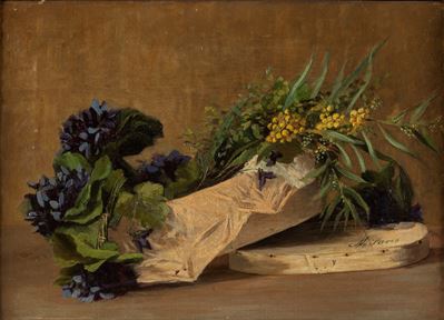Fiori recisi, olio su tela