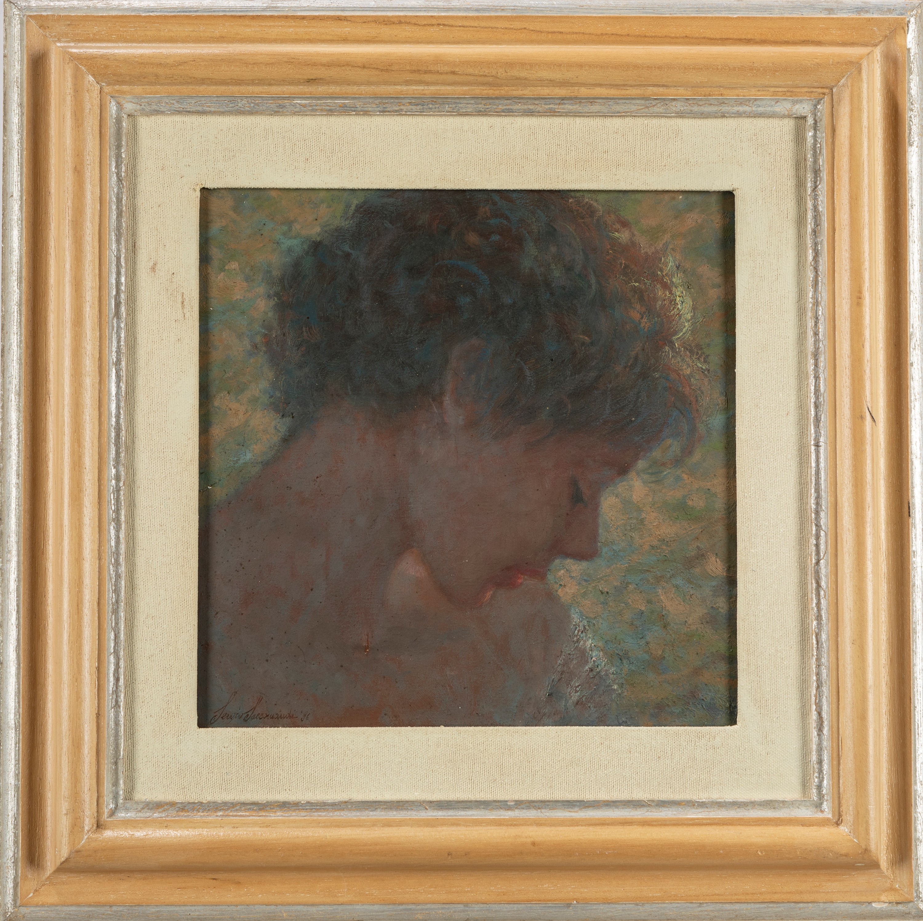 Sergio Saccomandi - Profilo, olio su tela, 30 x 30 cm, 1986