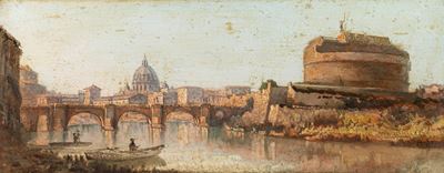 Roma, Veduta del Tevere con Castel Sant'angelo e San Pietro