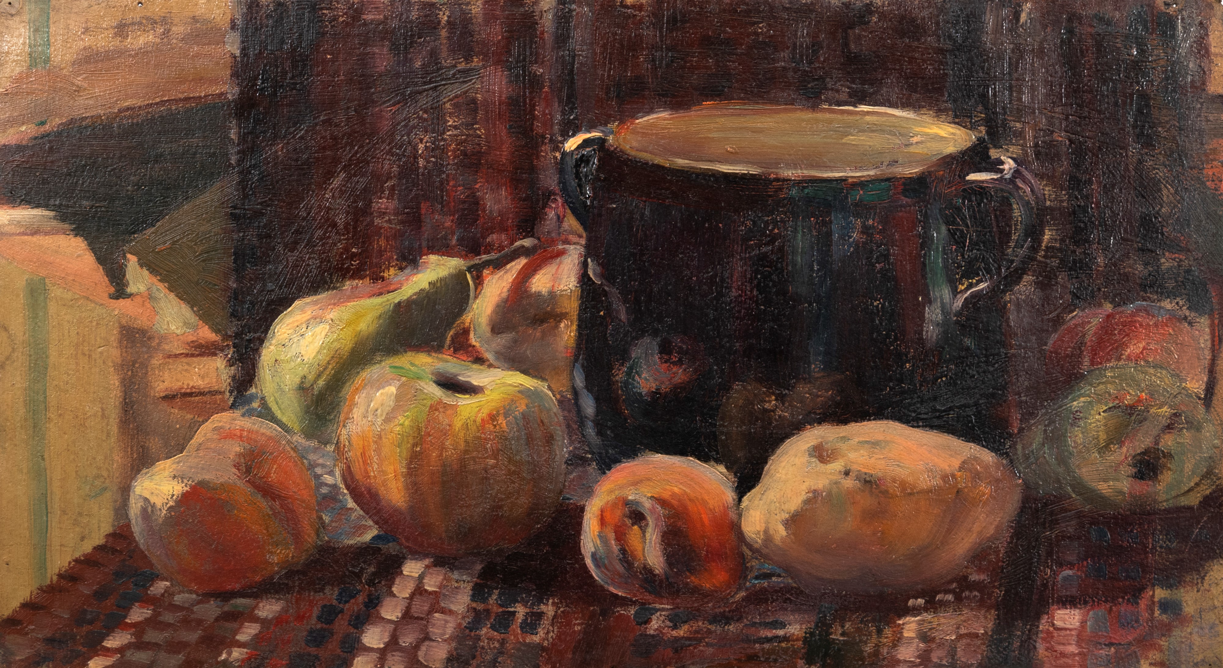Josè Inigo (attivo nel Secolo XX) - Quattro Dipinti: Tre Nature Morte e un Paesaggio Costiero