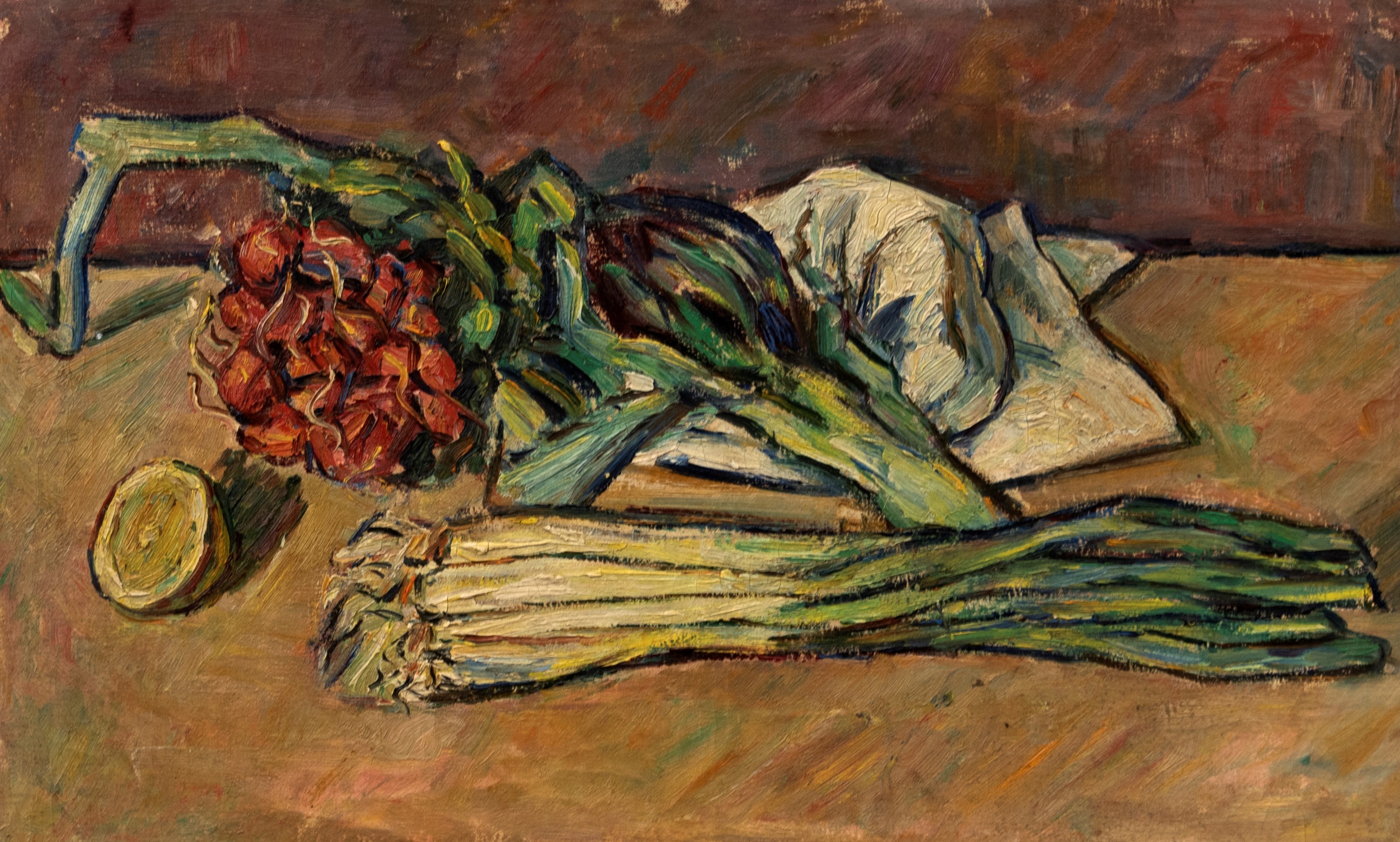 Josè Inigo (attivo nel Secolo XX) - Quattro Dipinti: Tre Nature Morte e un Paesaggio Costiero