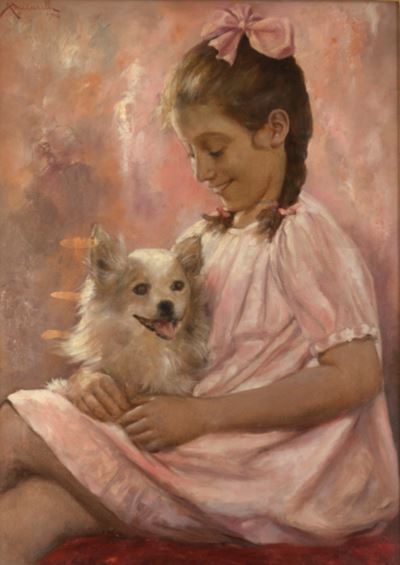 Ritratto di Bambina con Cagnolino