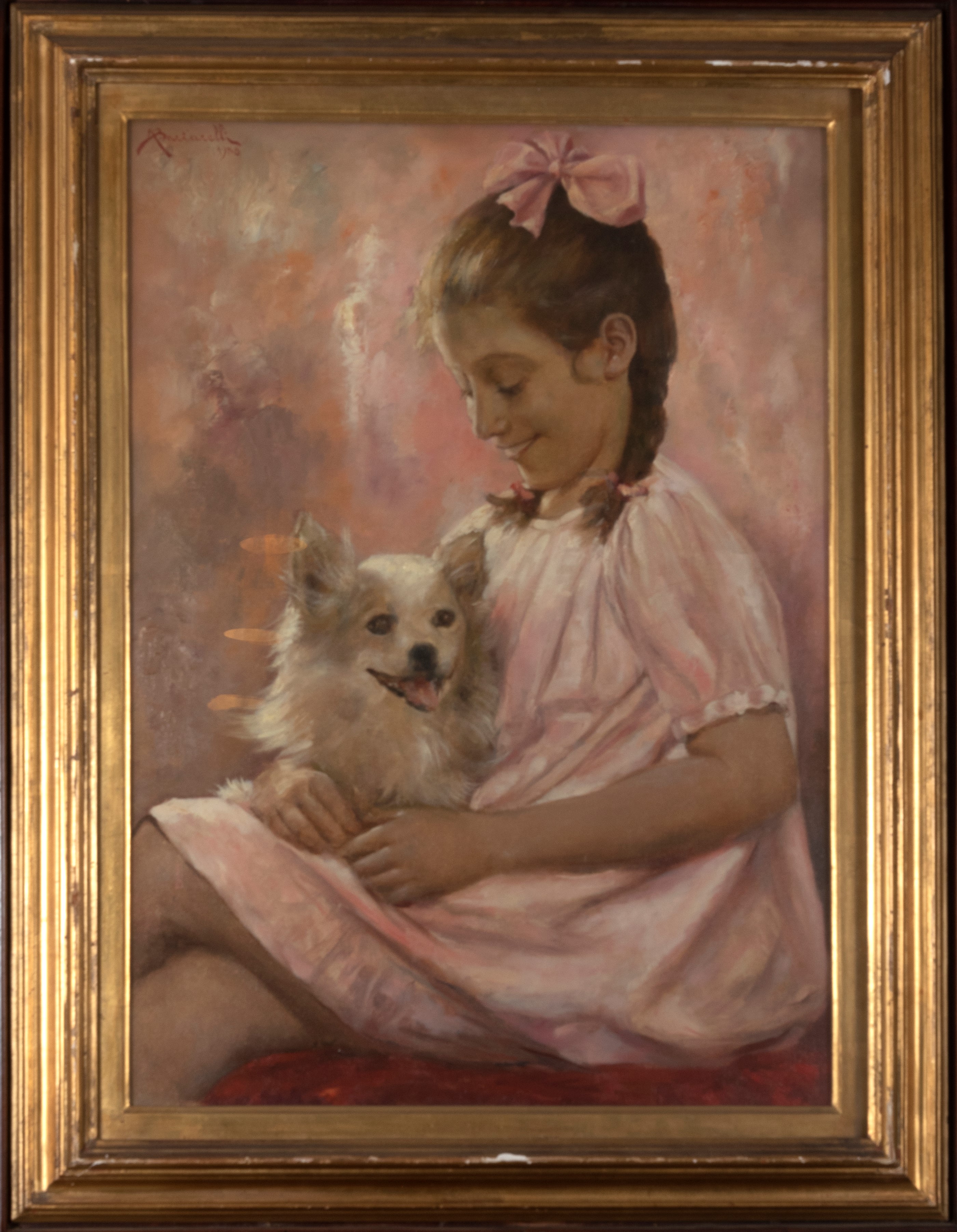 Scuola Italiana, Secolo XX - Ritratto di Bambina con Cagnolino