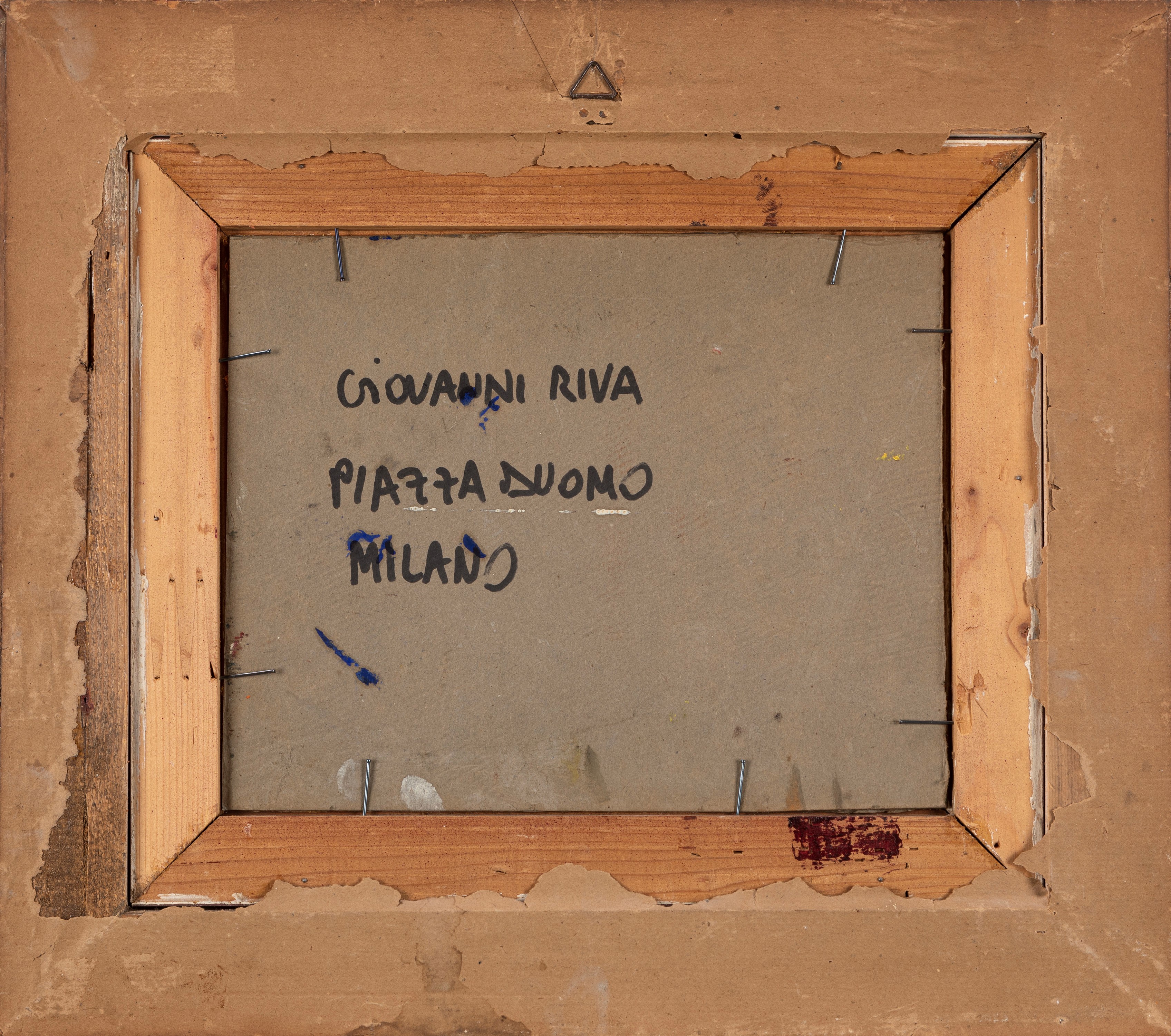 Giovanni Riva - Piazza Duomo a Milano, olio su cartone