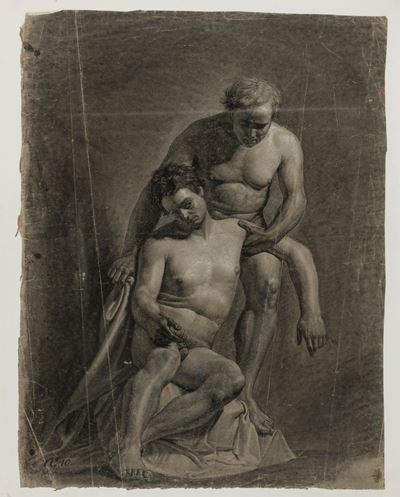 Nudi accademici, carboncino e biacca su carta