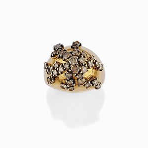 DAMIANI - Anello con diamanti fancy brown 