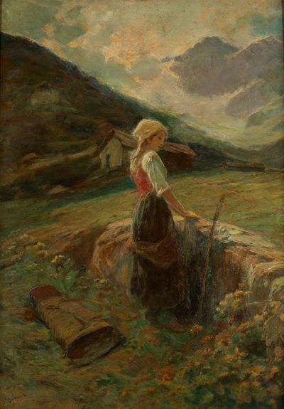 Contadinella, olio su tavola cm 100 x 71
