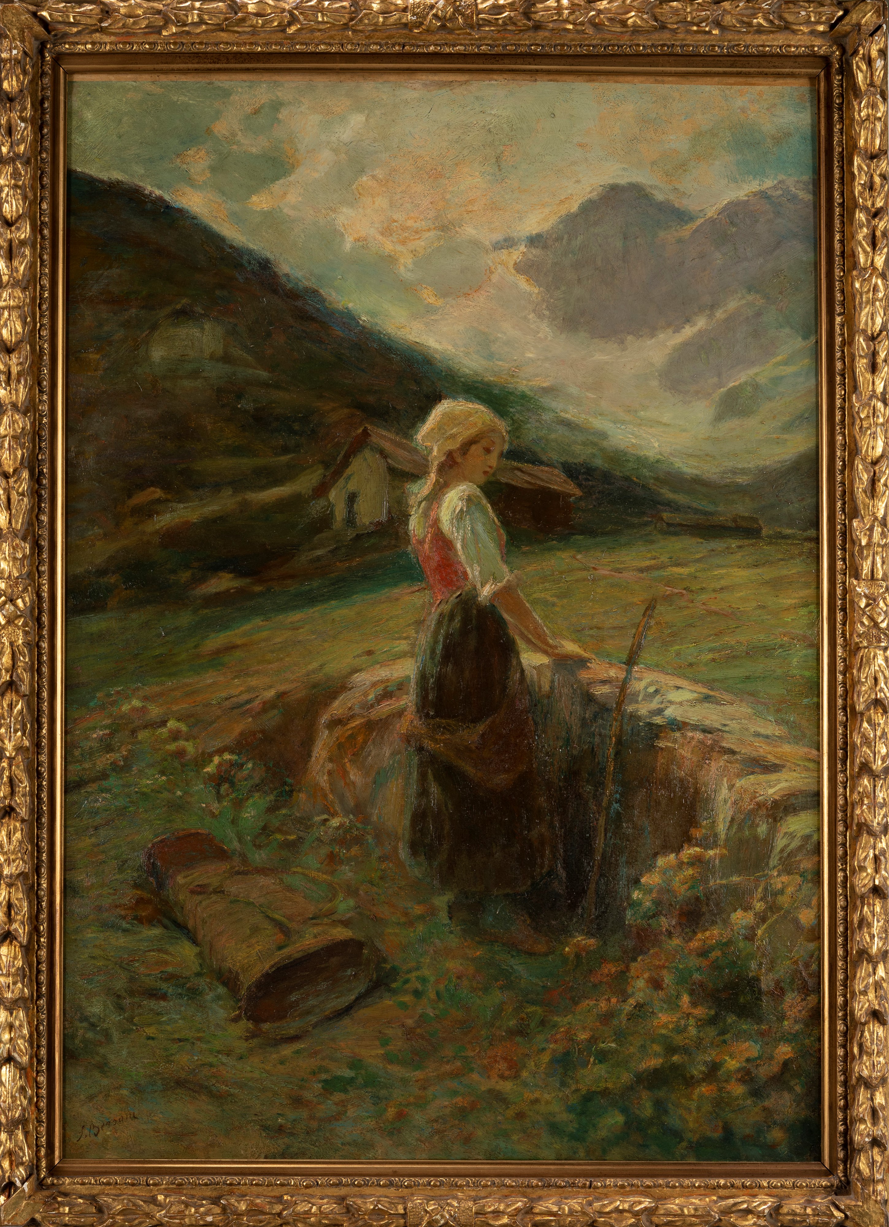 Stefano Bersani - Contadinella, olio su tavola cm 100 x 71