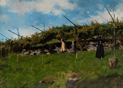 La vendemmia, olio su tela
