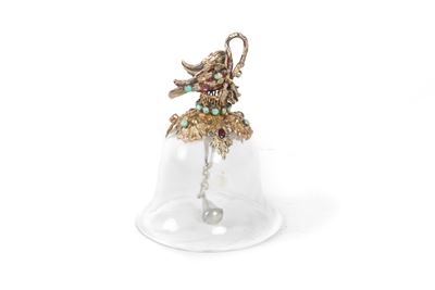 Campanello in Vetro e Argento Dorato, Probabilmente Austria Secolo XIX