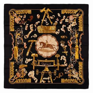 Copeaux silk twill scarf 