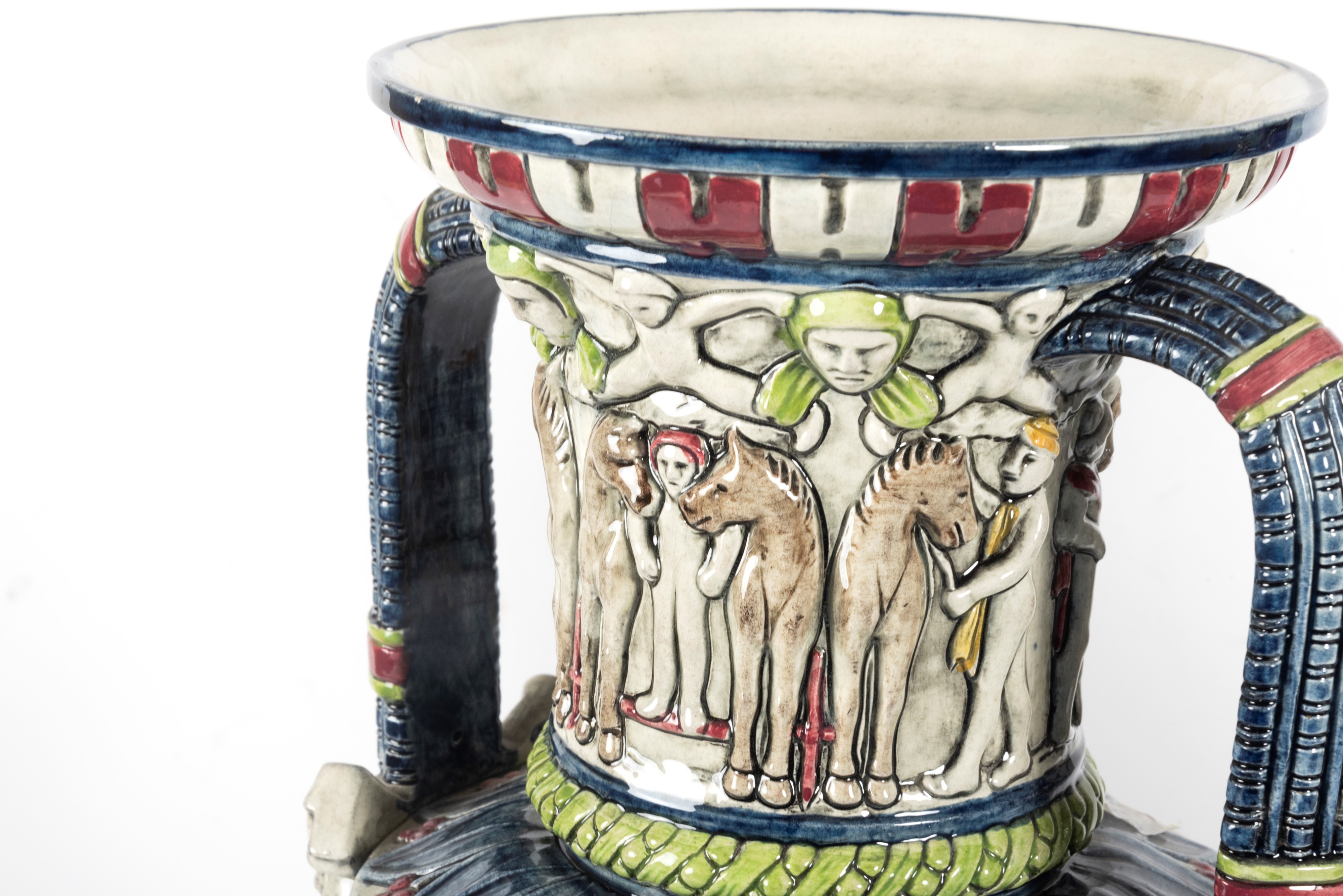 Julius Dressler - Coppia di Vasi in Maiolica Dipinta, Boemia Inizi Secolo XX