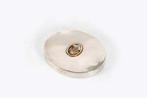 Silver paperweight with 19th century micromosaic, within a gold frame, depicting St. Peter, second half of the 20th century