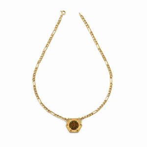 A 18k yellow gold, colorless gemstone and coin necklace