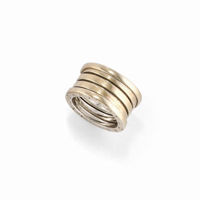 Anello B.zero1, oro bianco 18k, quattro fasce
