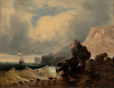 La partenza del marinaio, olio su cartone