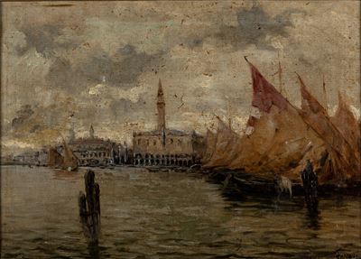 Venezia, bacino di San Marco, olio su tela