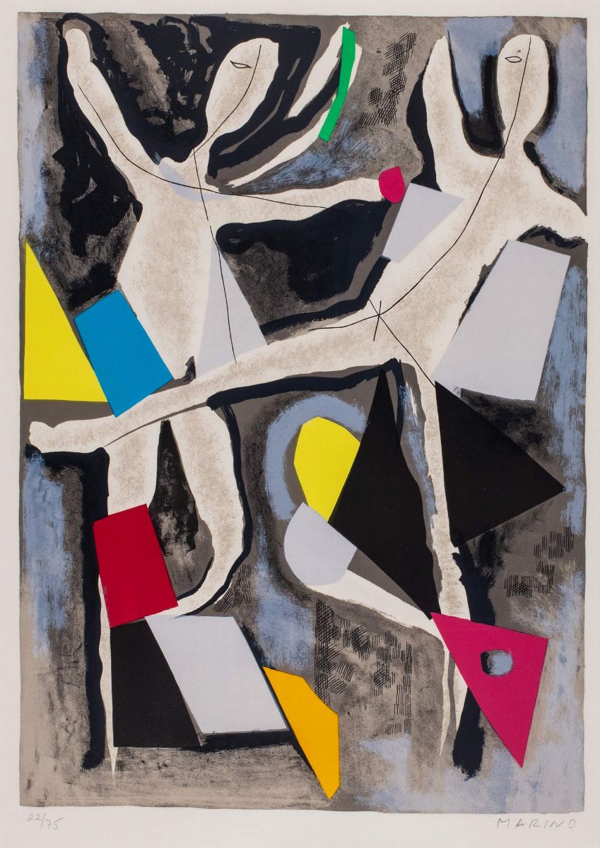 Marino Marini - Personnages du Sacre Printemps - Cartella completa di 8 litografie a colori, 1974