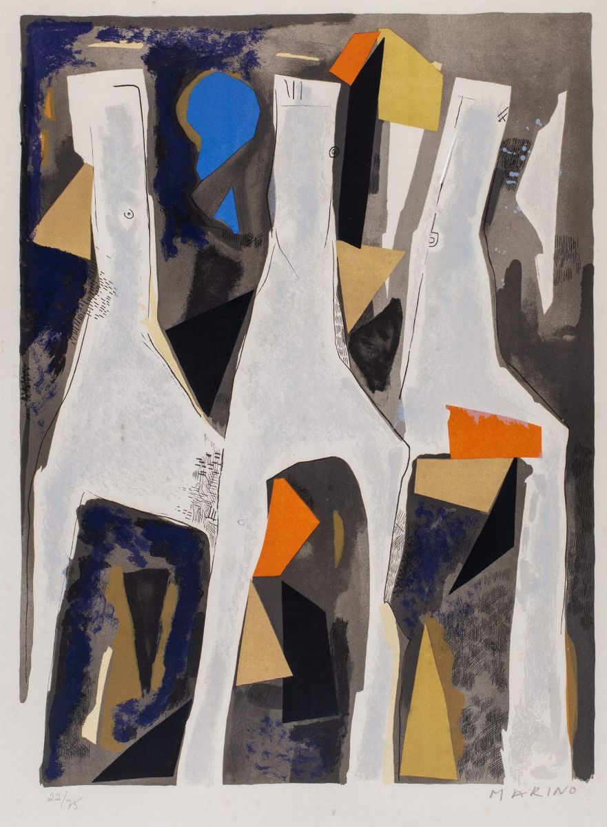 Marino Marini - Personnages du Sacre Printemps - Cartella completa di 8 litografie a colori, 1974