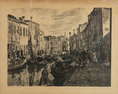 Rio della 'lavanda' a Burano, litografia del 1935