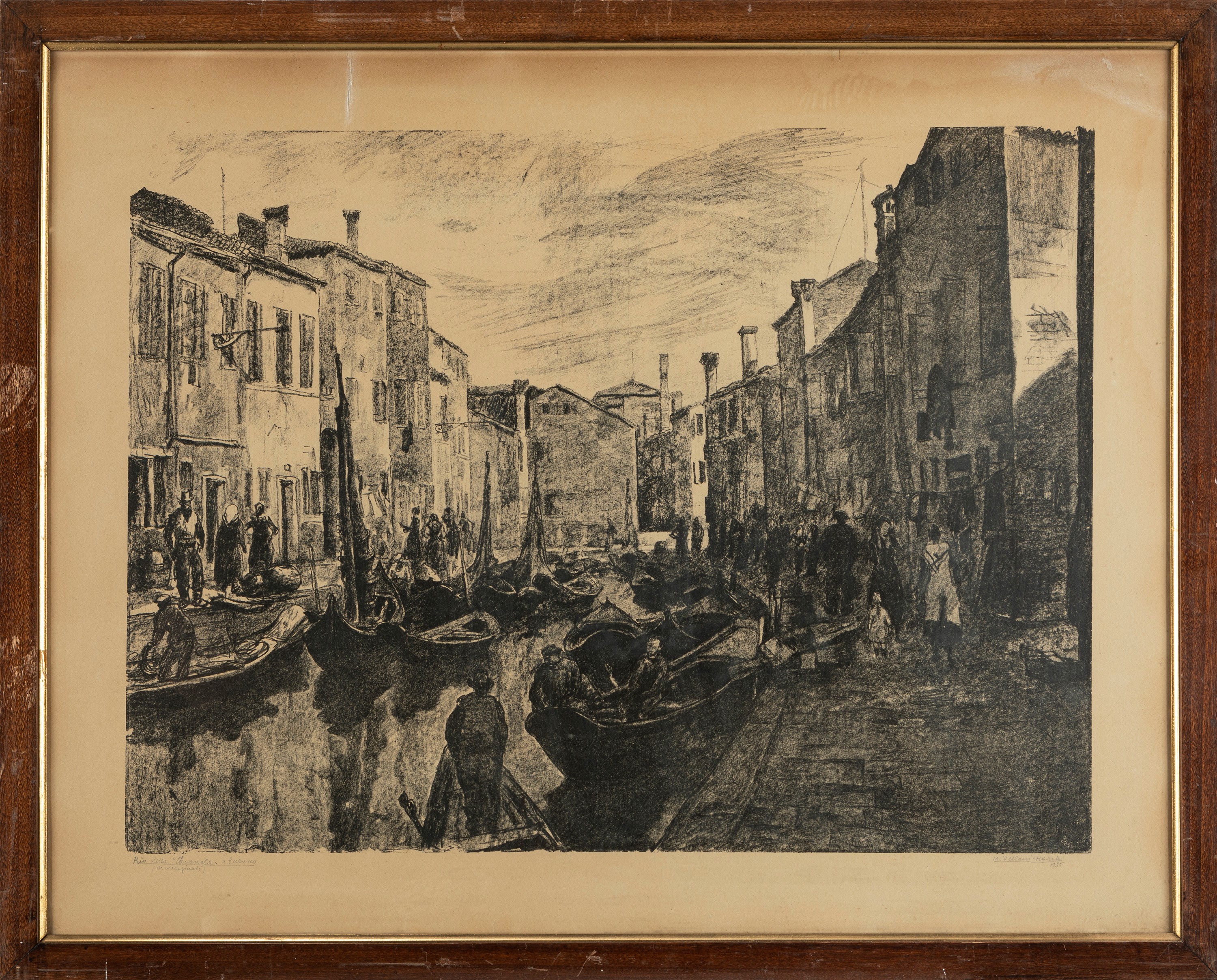 Mario Vellani Marchi - Rio della 'lavanda' a Burano, litografia del 1935