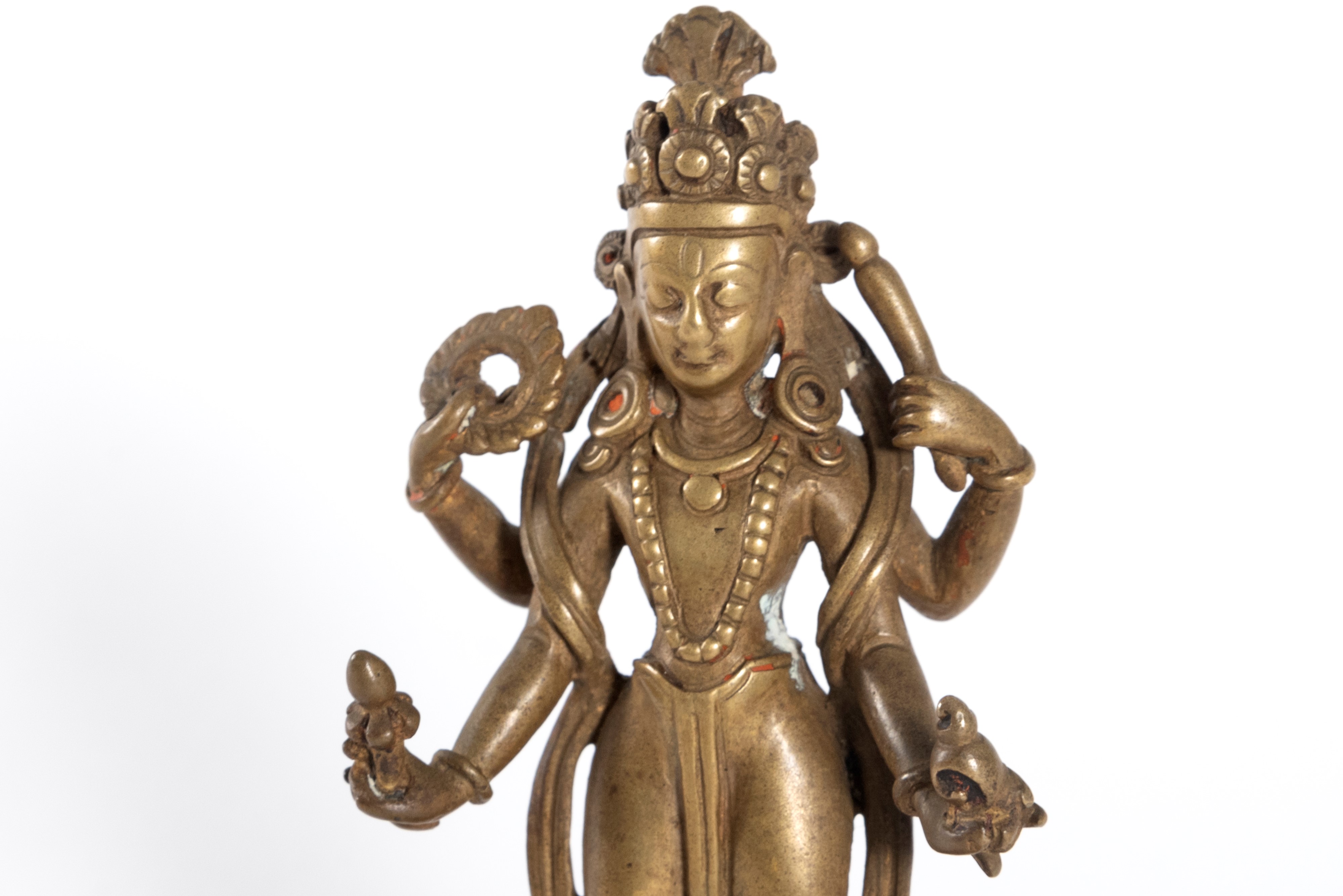 Antica Scultura Buddhista in Bronzo Raffigurante Bodhisattva, Area Hymalayana Nepal-tibet