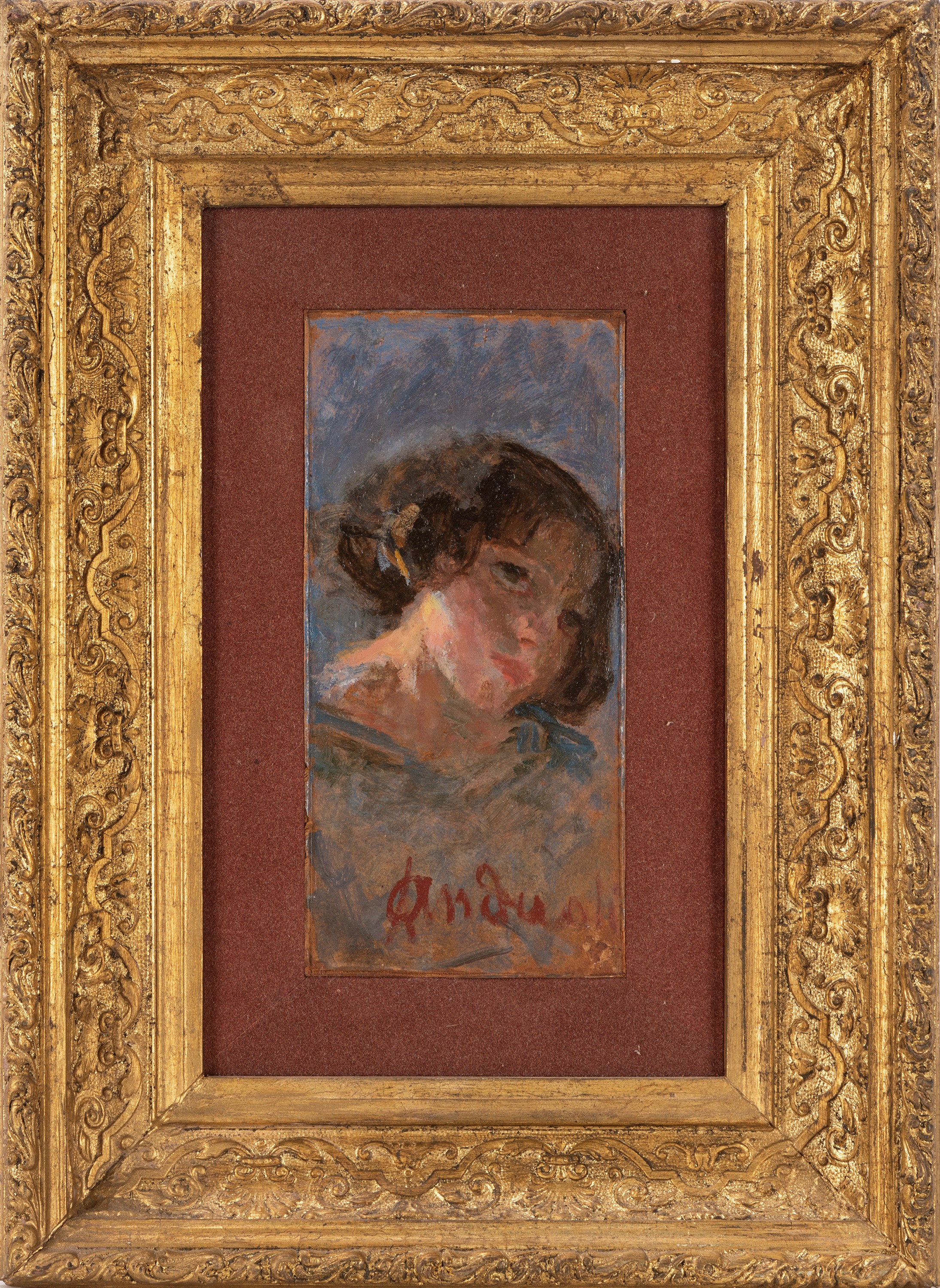 Attilio Andreoli - La bimba - olio su cartone