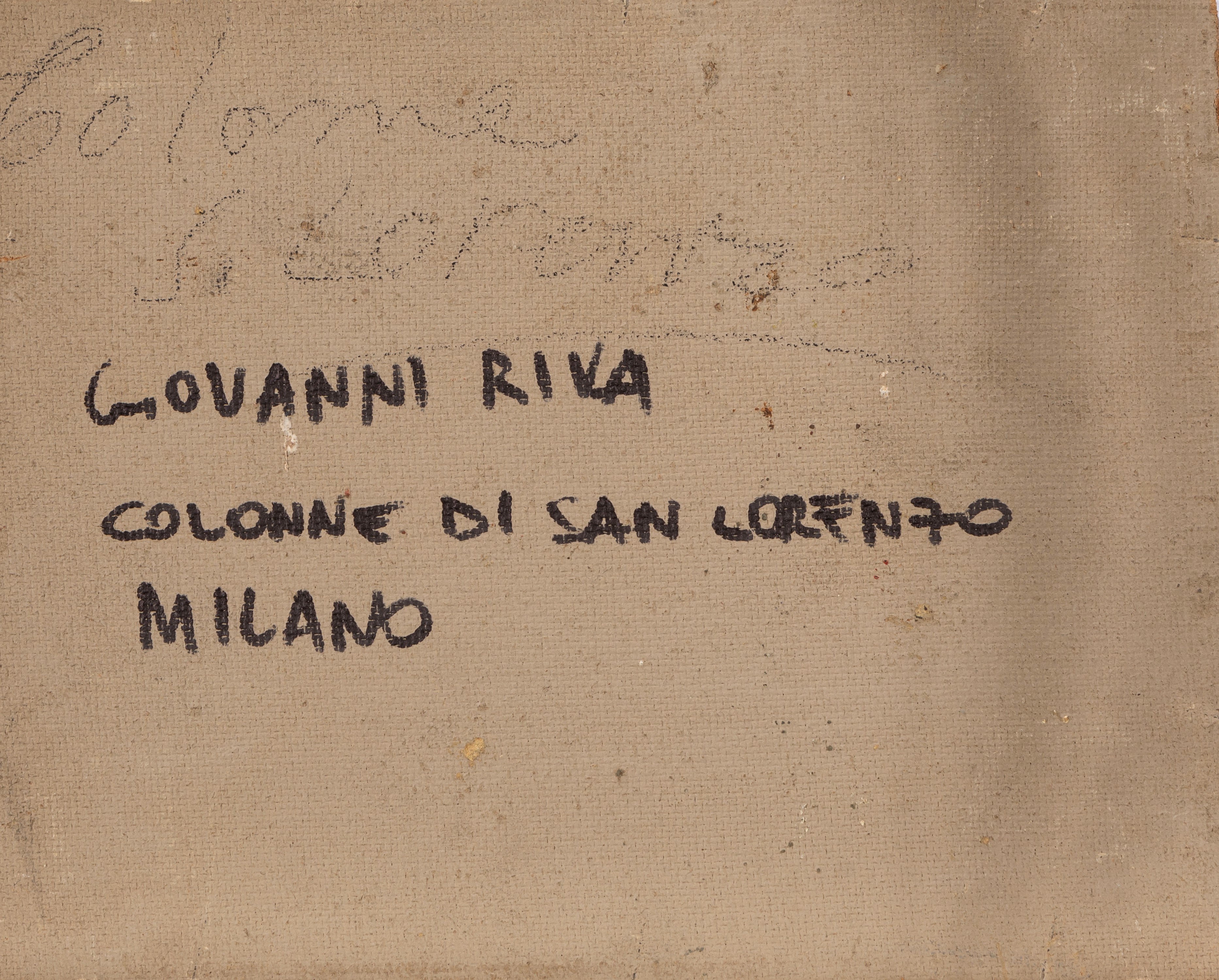 Giovanni Riva - Milano, le Colonne di San Lorenzo, olio su masonite