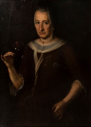 Portrait of a lady with flowers in hand