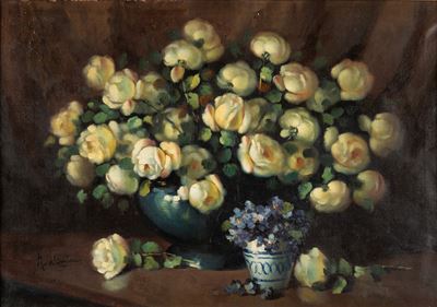 Vaso di fiori, olio su tela