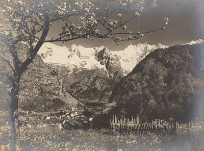 Courmayeur e il Monte Bianco, stampa vintage alla gelatina ai sali d'argento