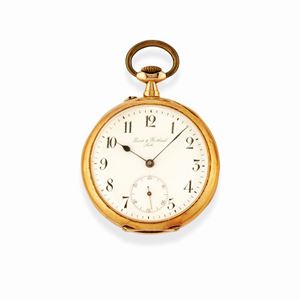 A 18k yellow gold poket watch, Perret & Berthoud, defects
