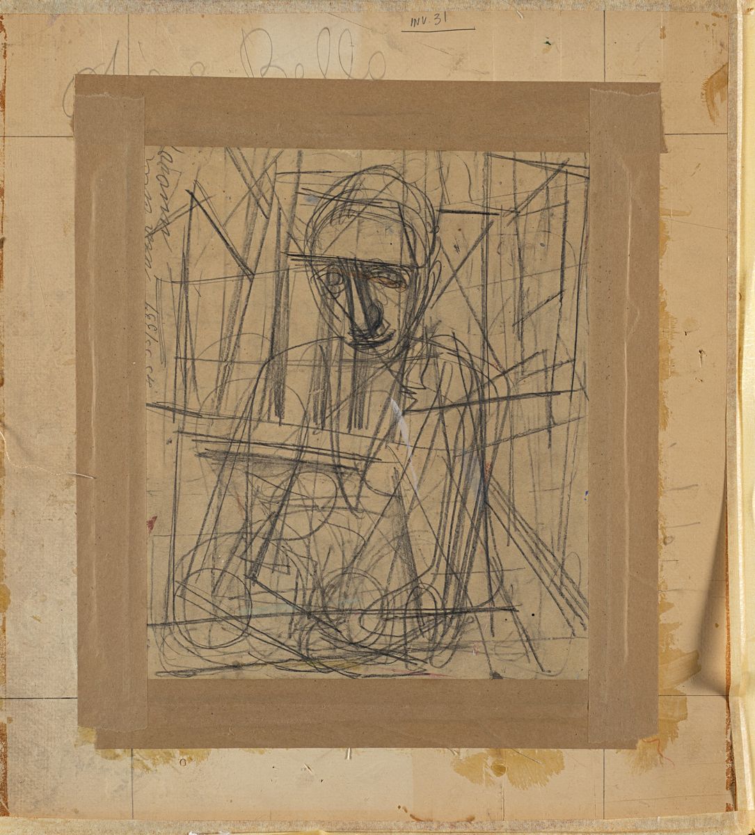 Mario Sironi - Composizione con figure, tempera, matita grassa e matita su carta