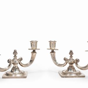 Two silver candelabra, Italy 20th Century