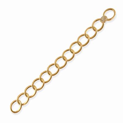 Bracciale in oro giallo 18k con maglia ad ovali e motivo in diamanti a taglio brillante