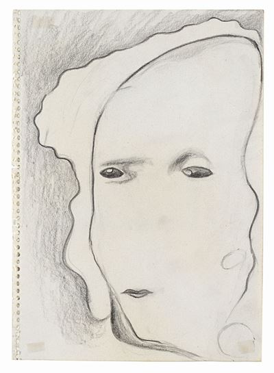Senza titolo (volto), matita su foglio di quaderno, 1993